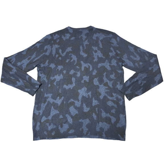 Club Room 100% Cashmere Luxury Navy Blue Camo Print Sweater Men's Large - Picture 9 of 13
